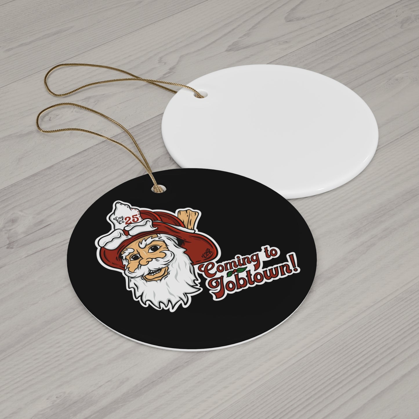 Coming to Job Town Ceramic Ornament