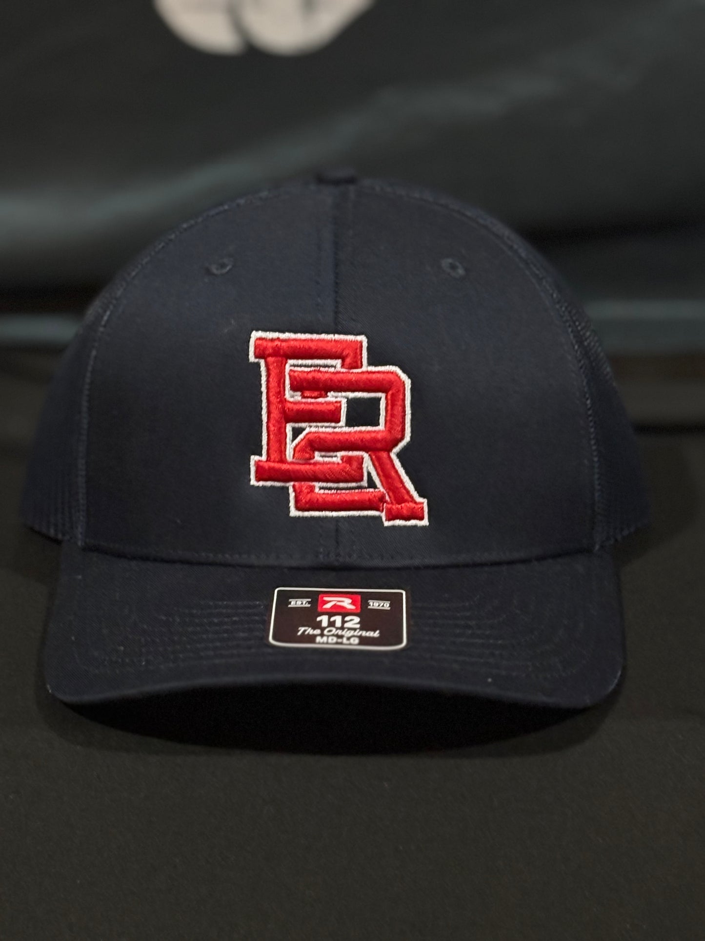 112 Navy/ Red Puff E2R w/ White Outline