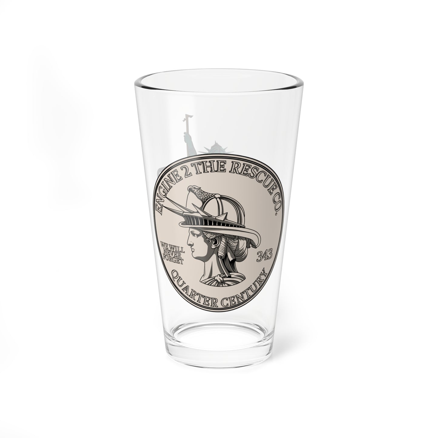 9/11 Lady Liberty Pint Glass, 16oz