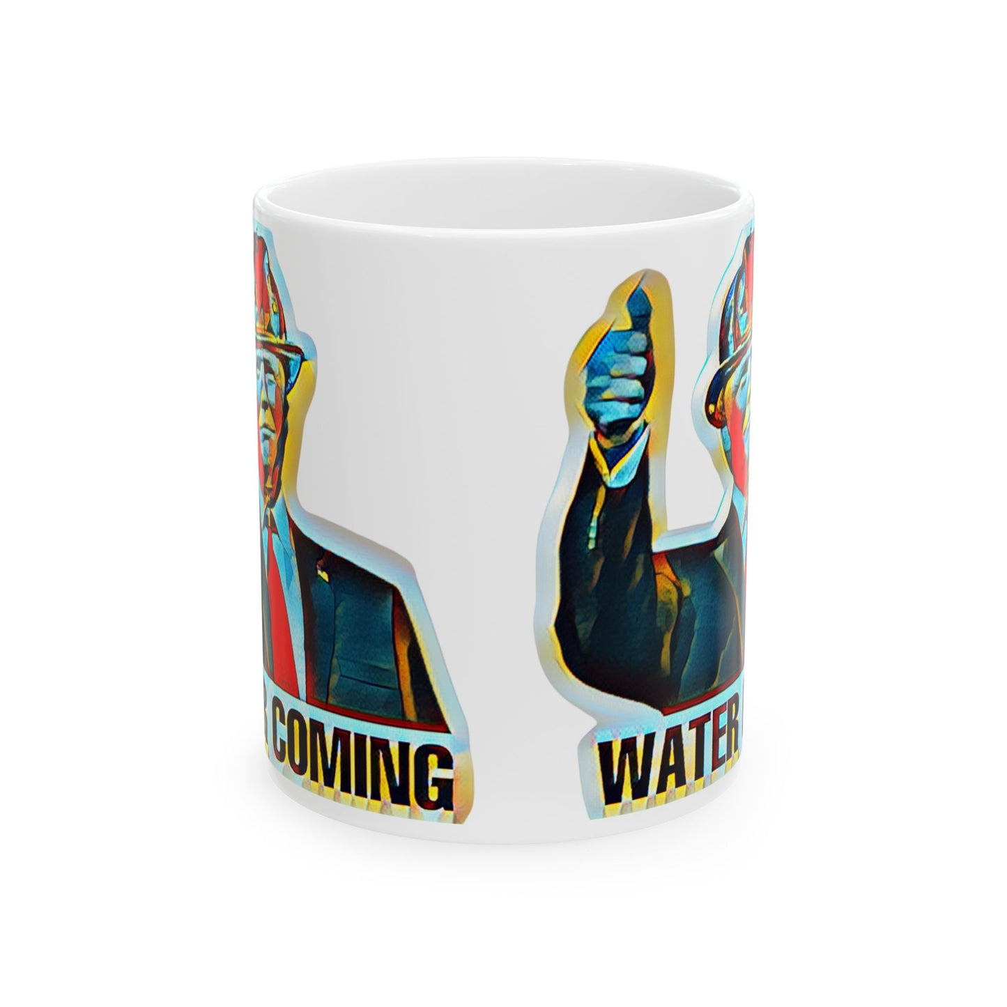 Water Coming Ceramic Mug, (11oz, 15oz)