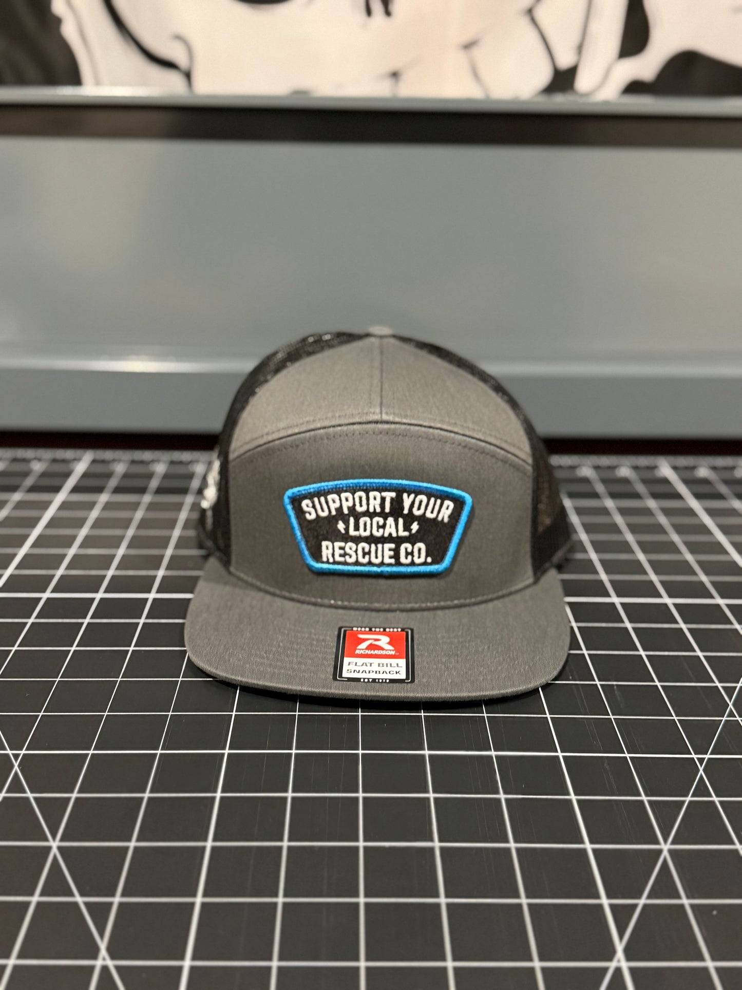 Support Your Local Rescue Co. Charcoal and Black R168 7 panel