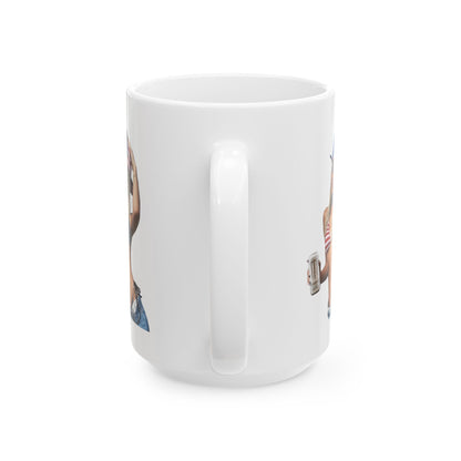 Dunne red, white and blue Ceramic Mug, (11oz, 15oz)