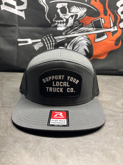 Gray and Black Support Your Local Truck Co. Flat Bill