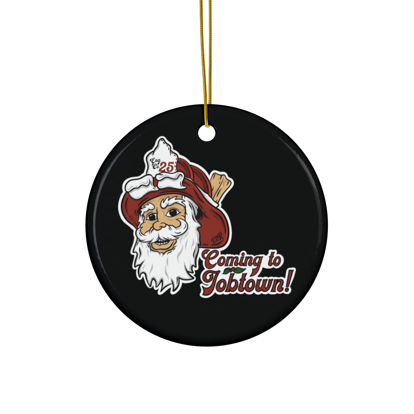 Coming to Job Town Ceramic Ornament