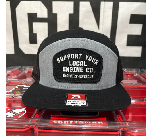 SYLEC  Black AND GRAY Support Your Local Engine Co. Flat Bill