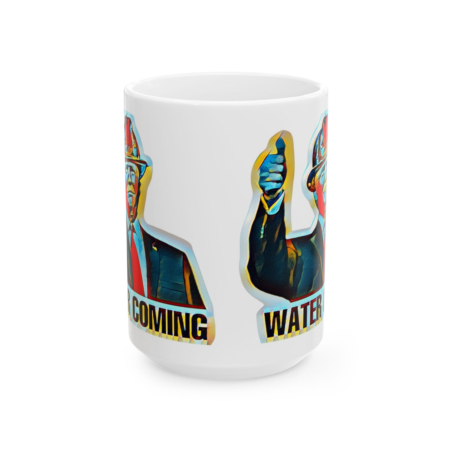 Water Coming Ceramic Mug, (11oz, 15oz)