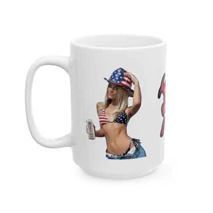 Dunne red, white and blue Ceramic Mug, (11oz, 15oz)