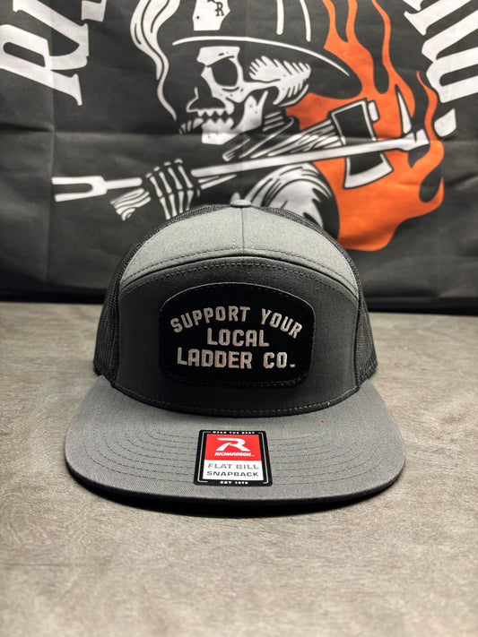 Gray and Black Support Your Local Ladder Co. Flat Bill