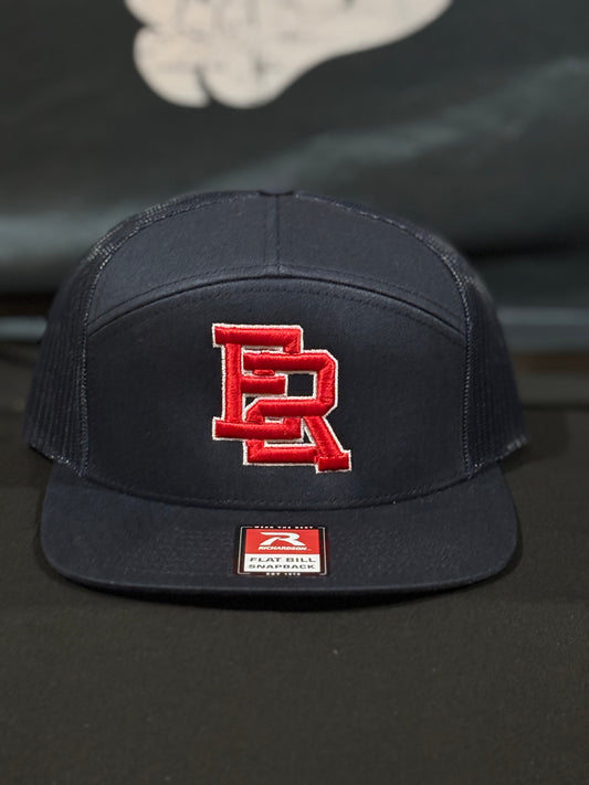 168 Navy Red Puff E2R w/ White Outline