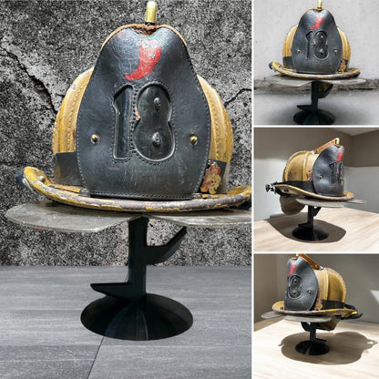 Fire Helmet TABLE TOP Display New York Roof Hook or Halligan Bar (really it works with any helmet you can think of)
